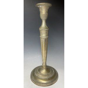 12" Antique Silverplated Brass Art Deco Silver Plate Candlestick Holder Candle